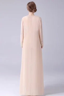 Champagne Long Coat 3 Peças Mãe da Noiva Pant Suits