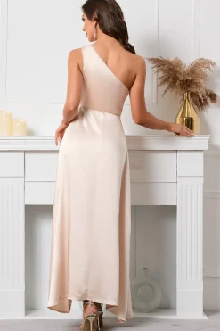 Champagne One Ombro Sem Mangas Vestido de baile