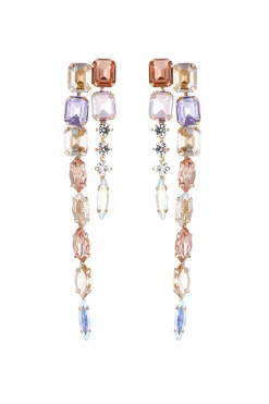 Champanhe Cristal Colorido Tassel Stud Alloy Brinco