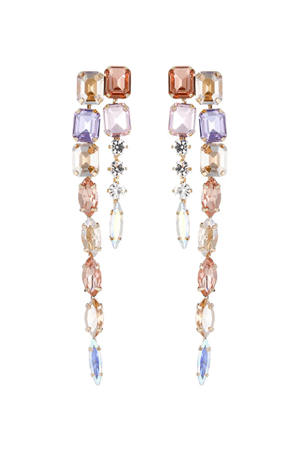 Champanhe Cristal Colorido Tassel Stud Alloy Brinco