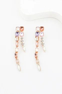 Champanhe Cristal Colorido Tassel Stud Alloy Brinco
