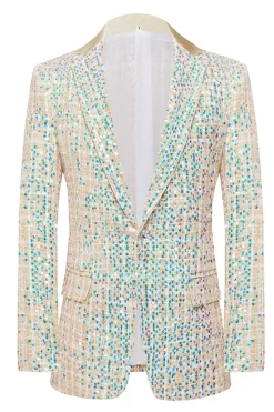 Champanhe Espumante Notched Lapela 2 Peças Homens Prom Ternos com Sequins