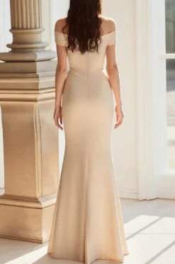 Champanhe fora da bainha de ombro Mãe do vestido de noiva com apliques