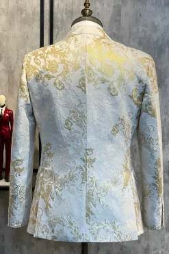 Champanhe Lapela de Pico Lantejoulas Blazer Masculino