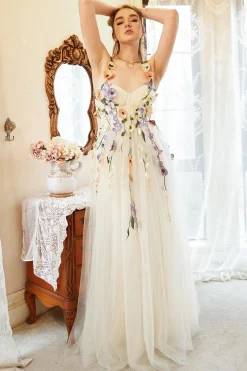 Champanhe Mais Tamanho Vestido de Noite Com Apliques