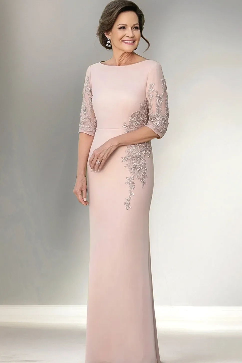 Champanhe Sereia Meia Manga Longa Mãe do Vestido da Noiva