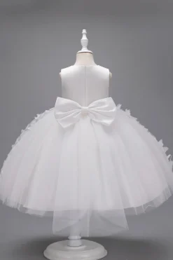 Champanhe Tule Vestido de Menina Com Arco