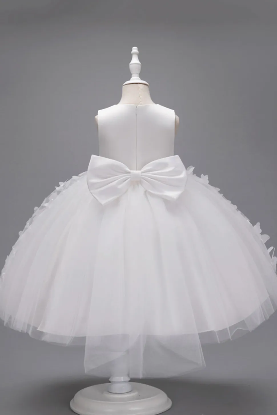 Champanhe Tule Vestido de Menina Com Arco