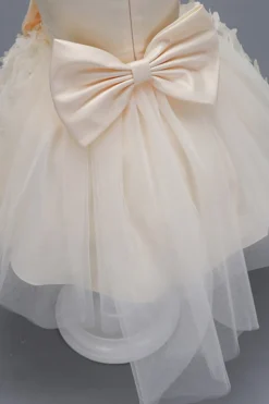 Champanhe Tule Vestido de Menina Com Arco