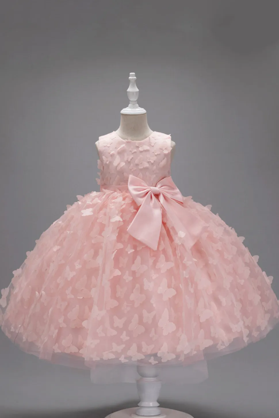 Champanhe Tule Vestido de Menina Com Arco