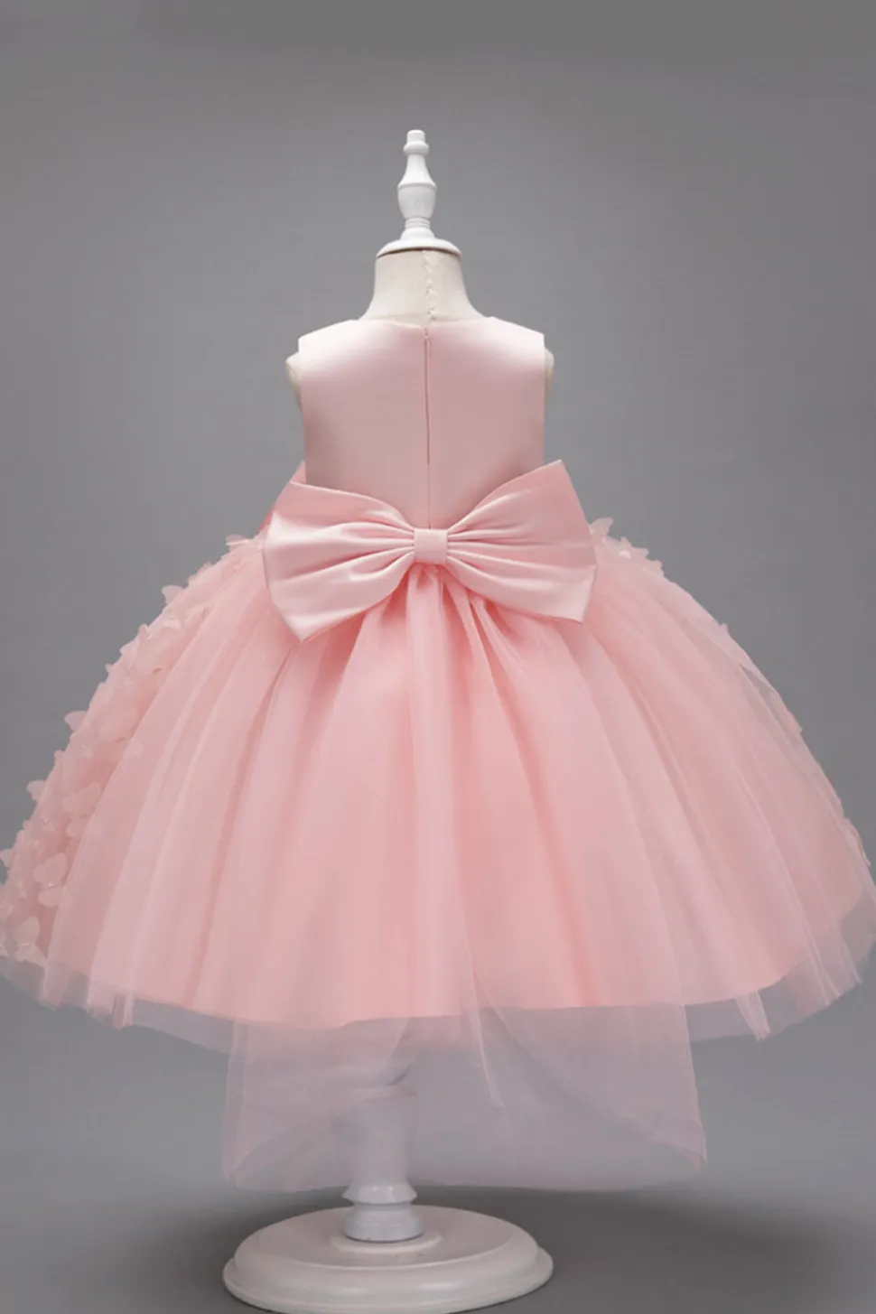 Champanhe Tule Vestido de Menina Com Arco