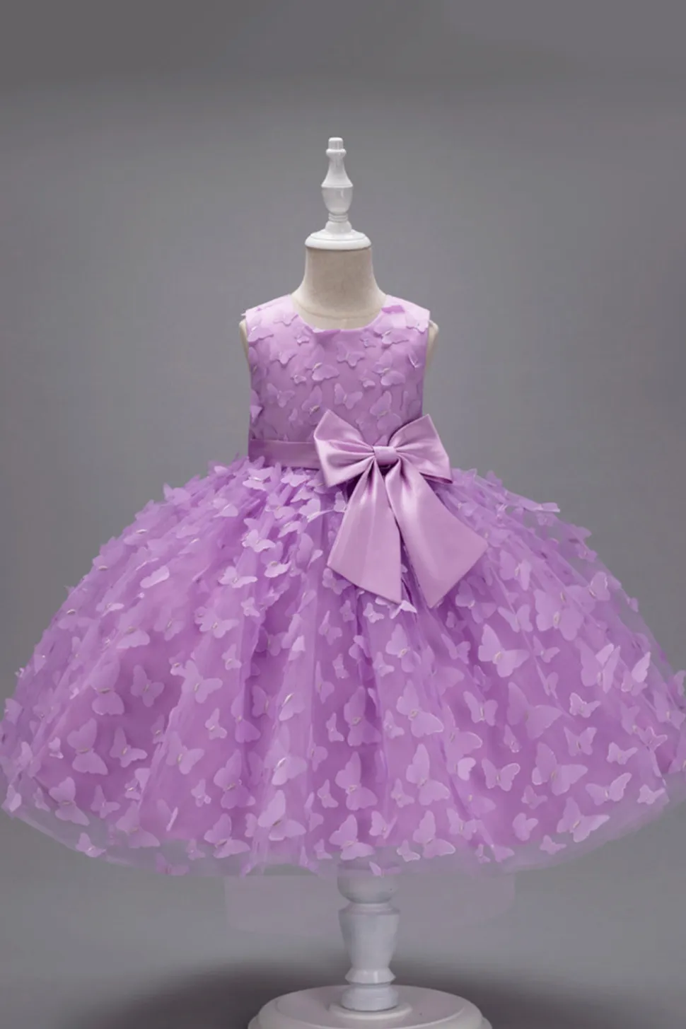 Champanhe Tule Vestido de Menina Com Arco