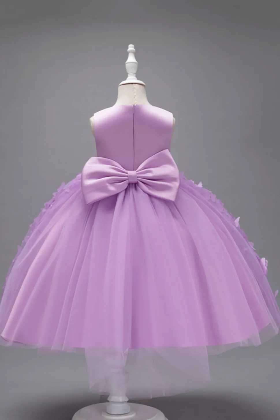 Champanhe Tule Vestido de Menina Com Arco
