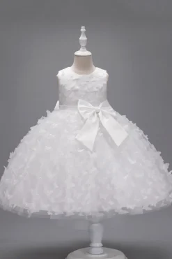 Champanhe Tule Vestido de Menina Com Arco