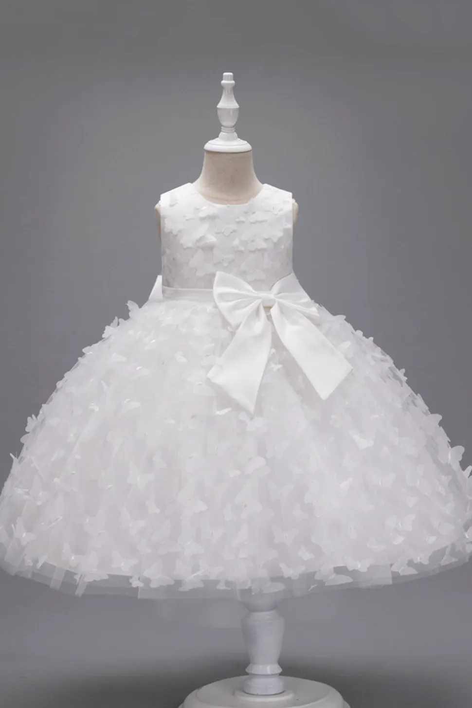 Champanhe Tule Vestido de Menina Com Arco