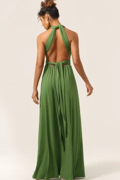 Charmoso A Line Olive Green Spandex Convertible Wear Long Bridesmaid Dress
