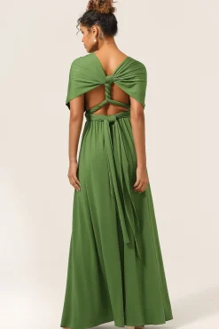 Charmoso A Line Olive Green Spandex Convertible Wear Long Bridesmaid Dress