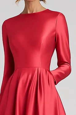 Chic Coral Uma Linha manga longa Mãe De Noiva Vestido