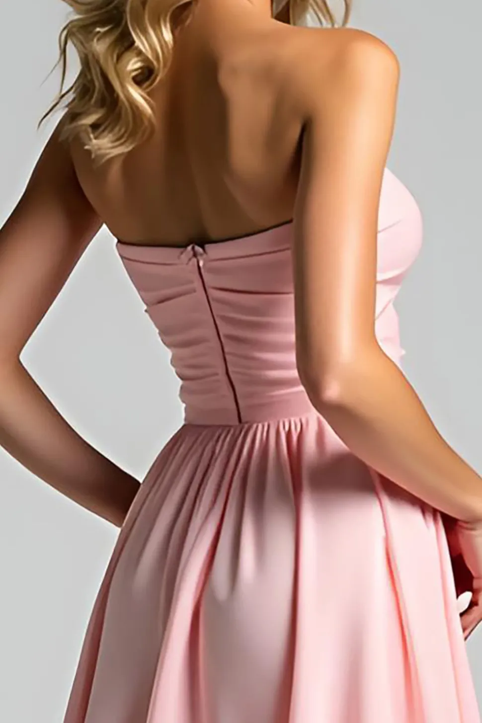 Chiffon Rosa Querida Uma Linha Ruched Vestido Madrinha