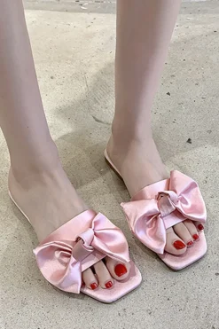 Chinelos Rosa Feminino com Bowknot