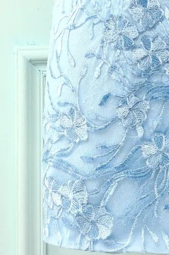 Cintas de espaguete azul céu vestido bodycon