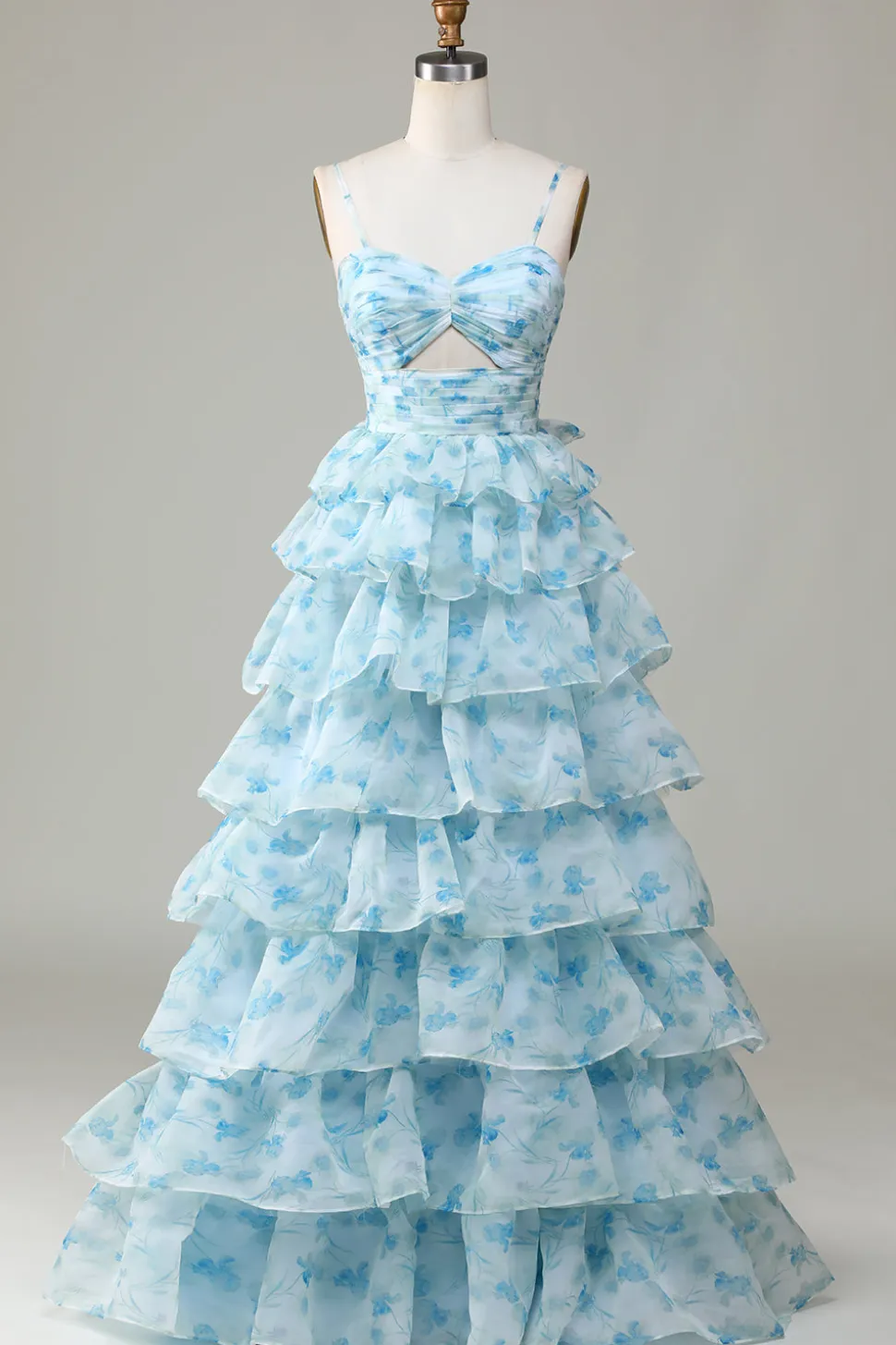 Cintas de Espaguete Azul Vestido de Dama de Honor