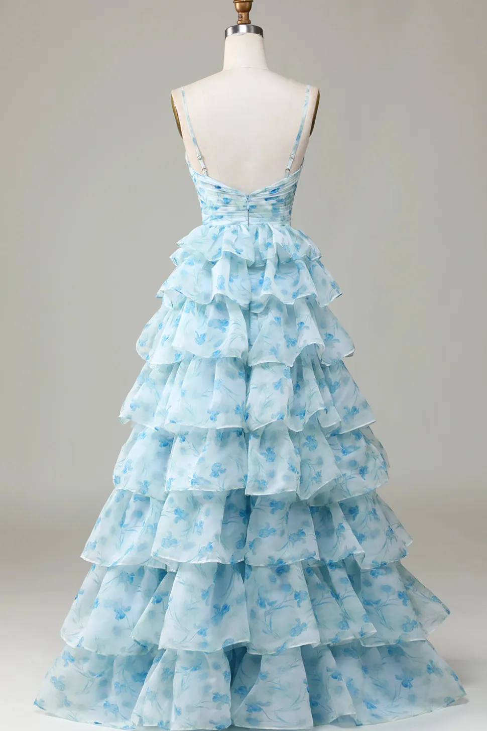 Cintas de Espaguete Azul Vestido de Dama de Honor