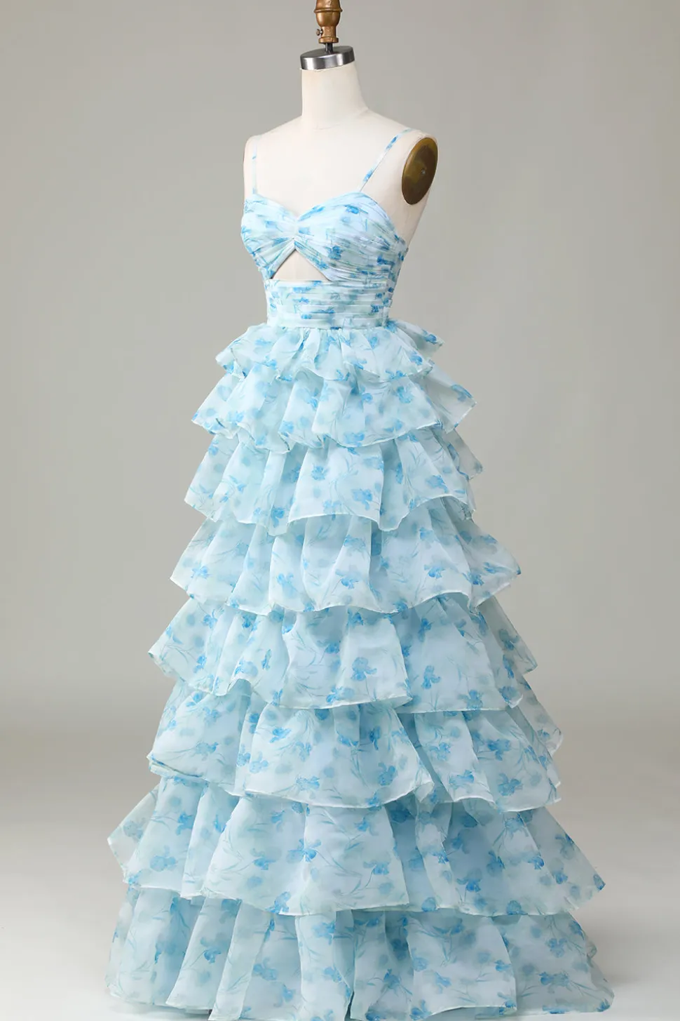 Cintas de Espaguete Azul Vestido de Dama de Honor