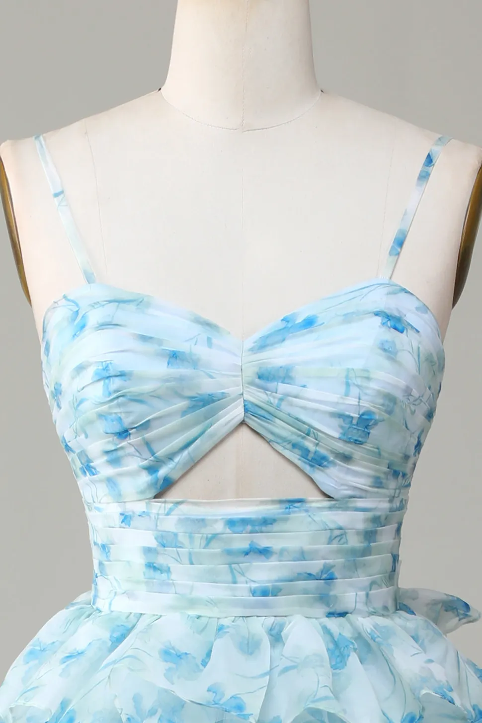 Cintas de Espaguete Azul Vestido de Dama de Honor