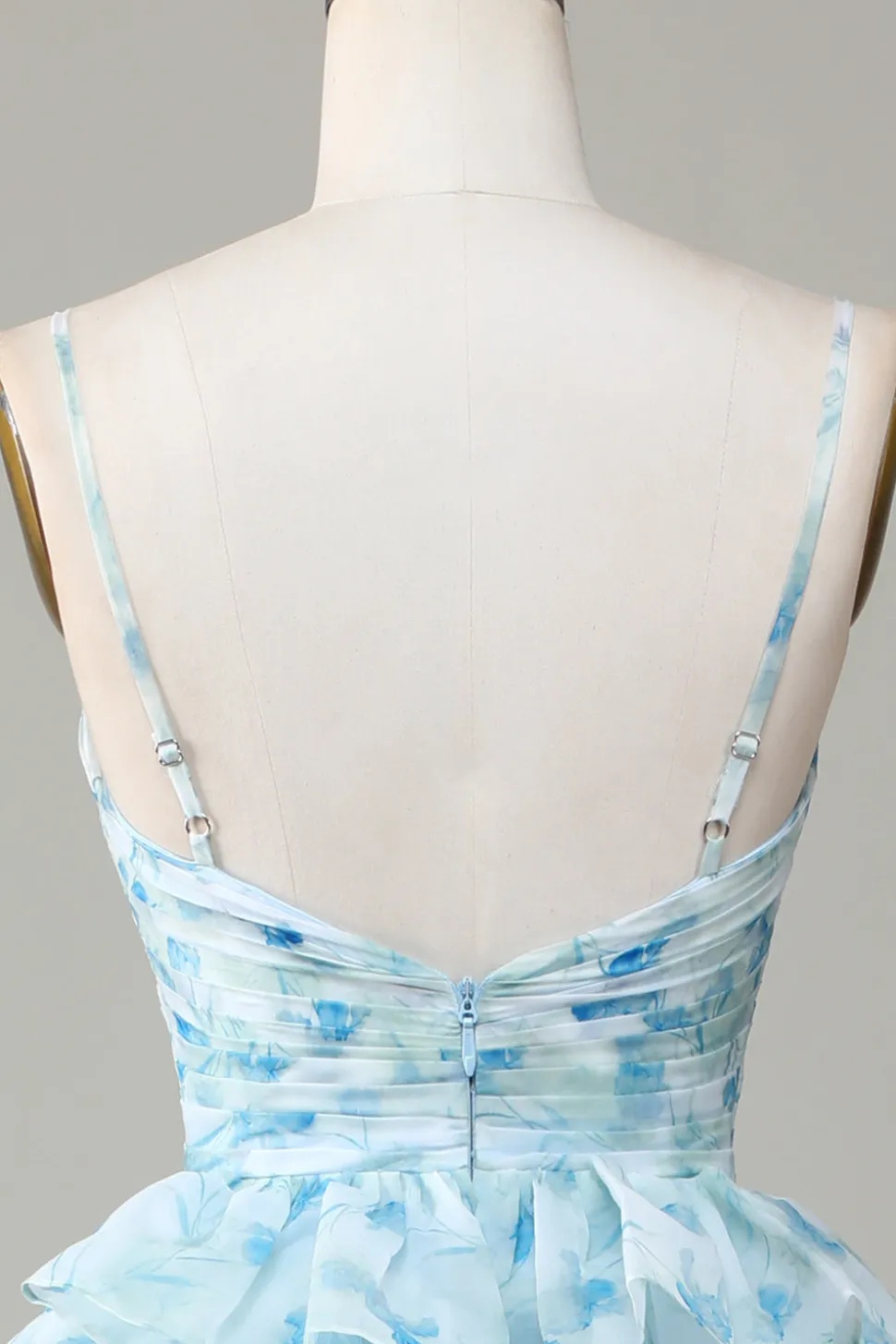 Cintas de Espaguete Azul Vestido de Dama de Honor