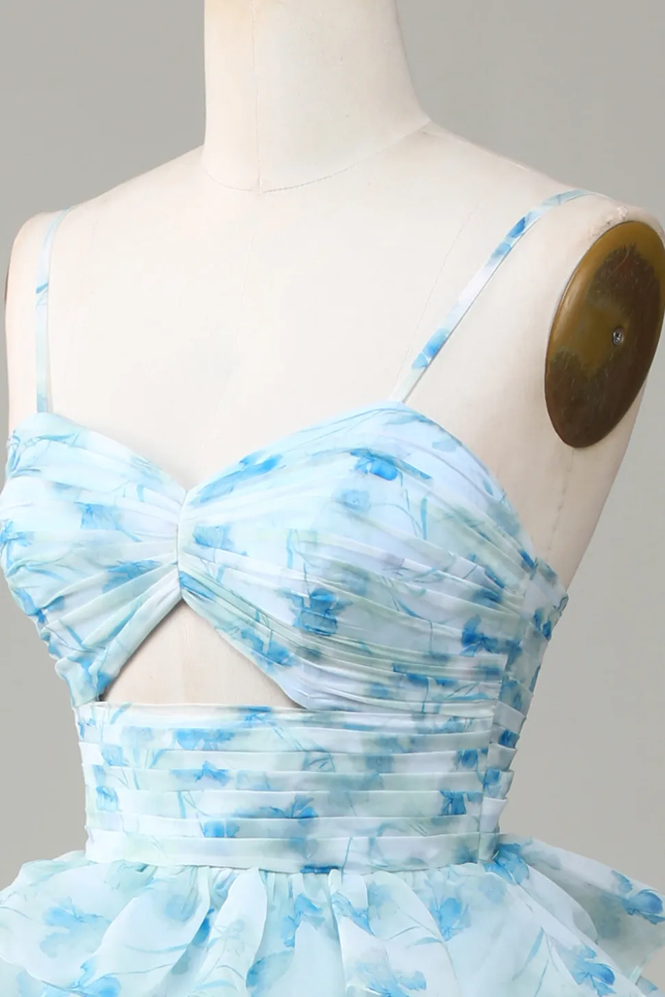 Cintas de Espaguete Azul Vestido de Dama de Honor