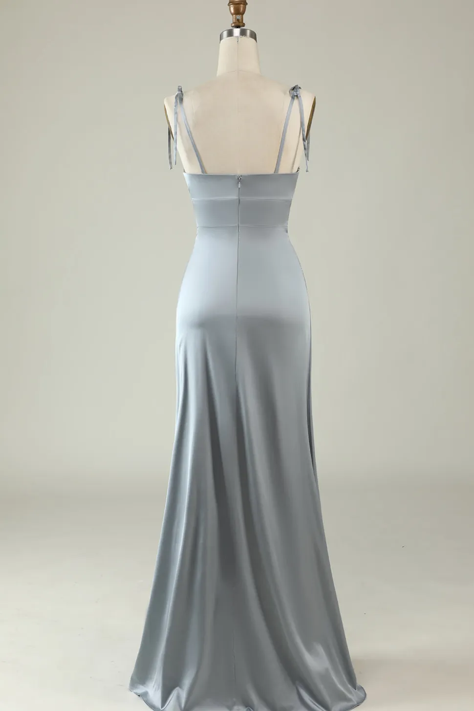 Cintas de Espaguete Cetim Cinza Vestido de Dama de Honor