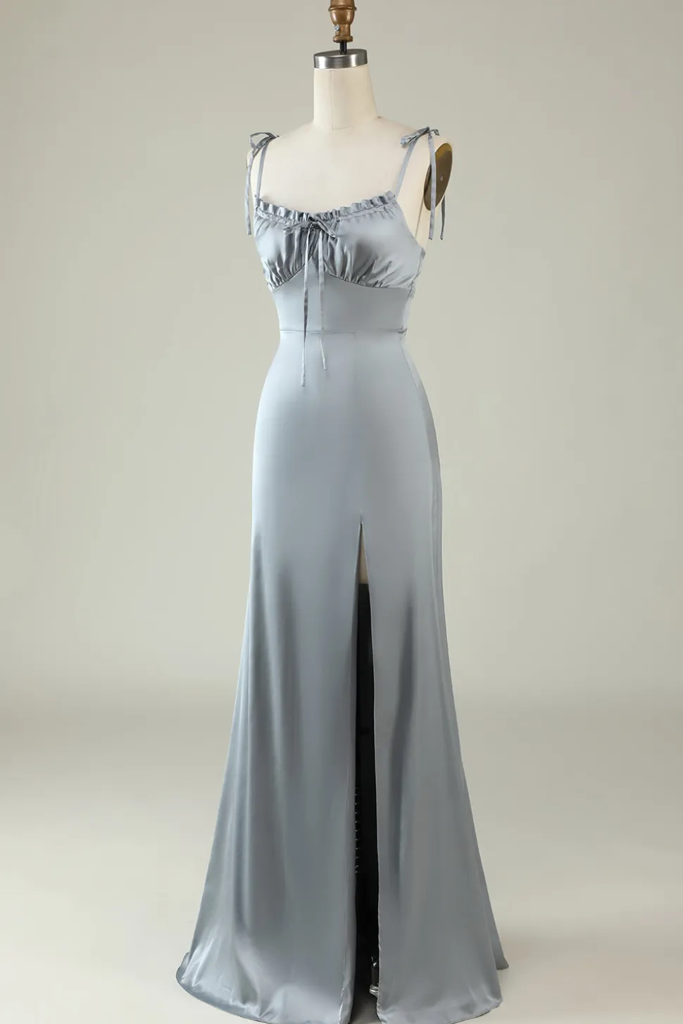 Cintas de Espaguete Cetim Cinza Vestido de Dama de Honor