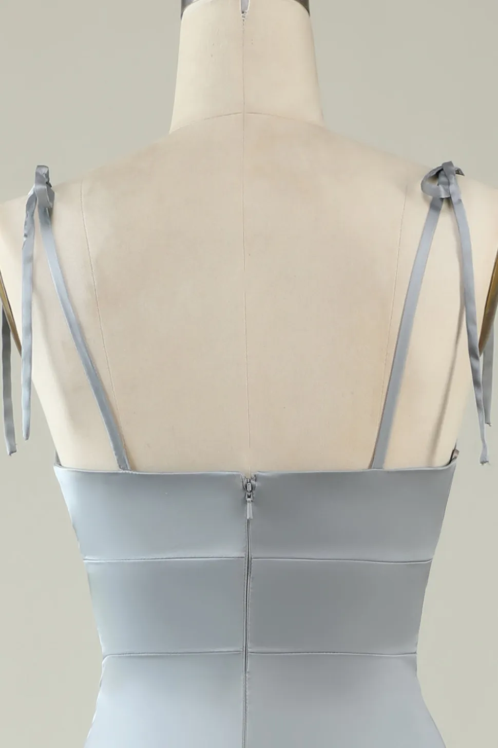 Cintas de Espaguete Cetim Cinza Vestido de Dama de Honor