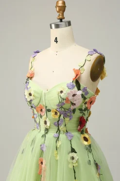 Cintas de Espaguete Champanhe Vestido Curto com Apliques