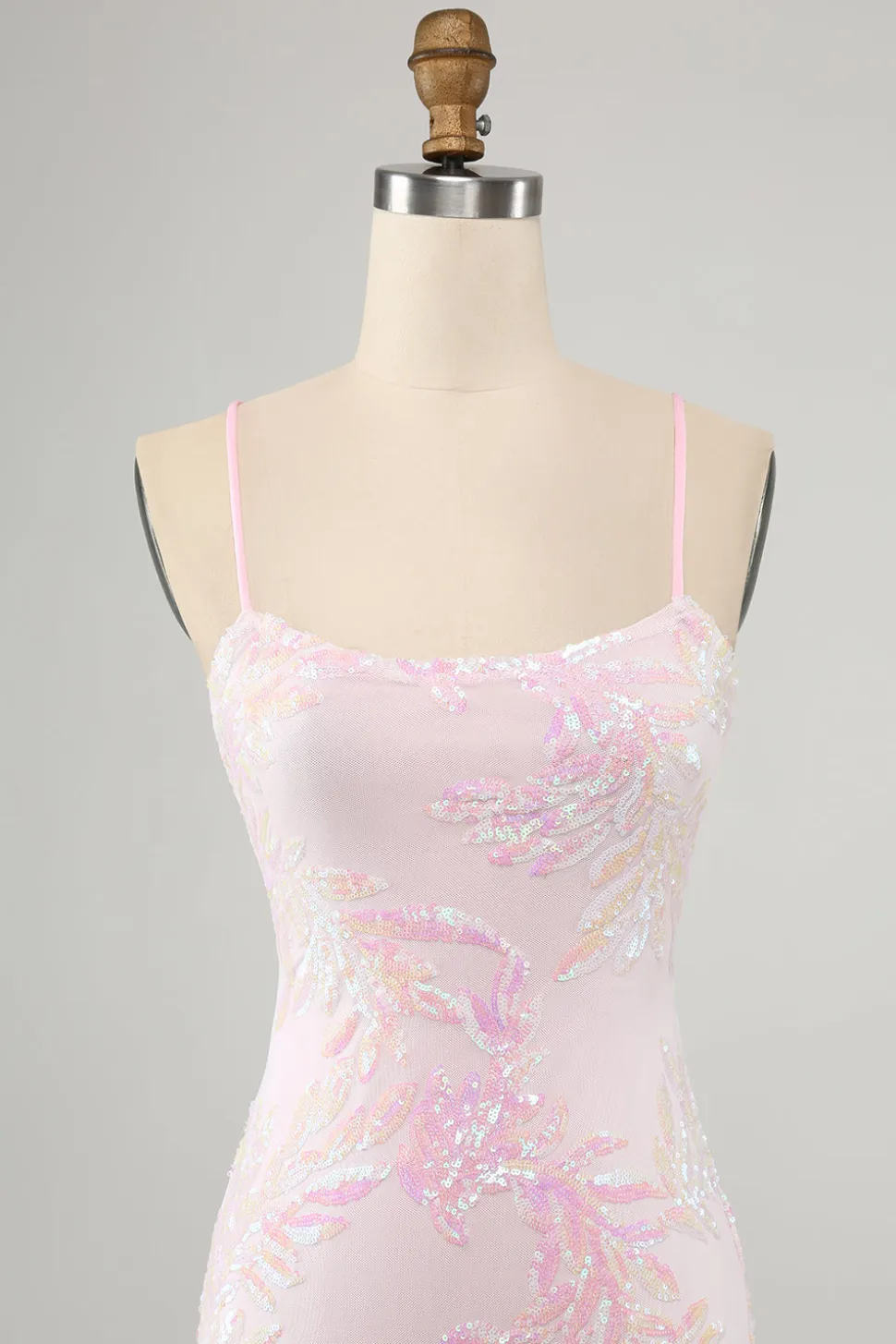 Cintas de espaguete rosa brilhante vestido apertado Homecoming com lantejoulas