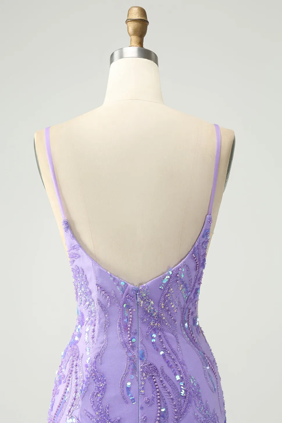 Cintas de espaguete roxas brilhantes apertadas vestido curto de volta para casa com lantejoulas