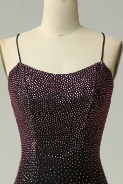 Cintas de Espaguete Roxo Escuro Sereia Vestido de Festa