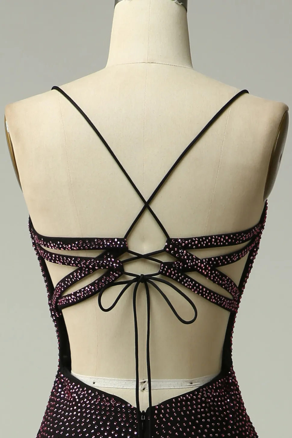 Cintas de Espaguete Roxo Escuro Sereia Vestido de Festa