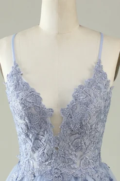 Cintas de Espaguete Roxo Claro Curto Vestido de Cocktail