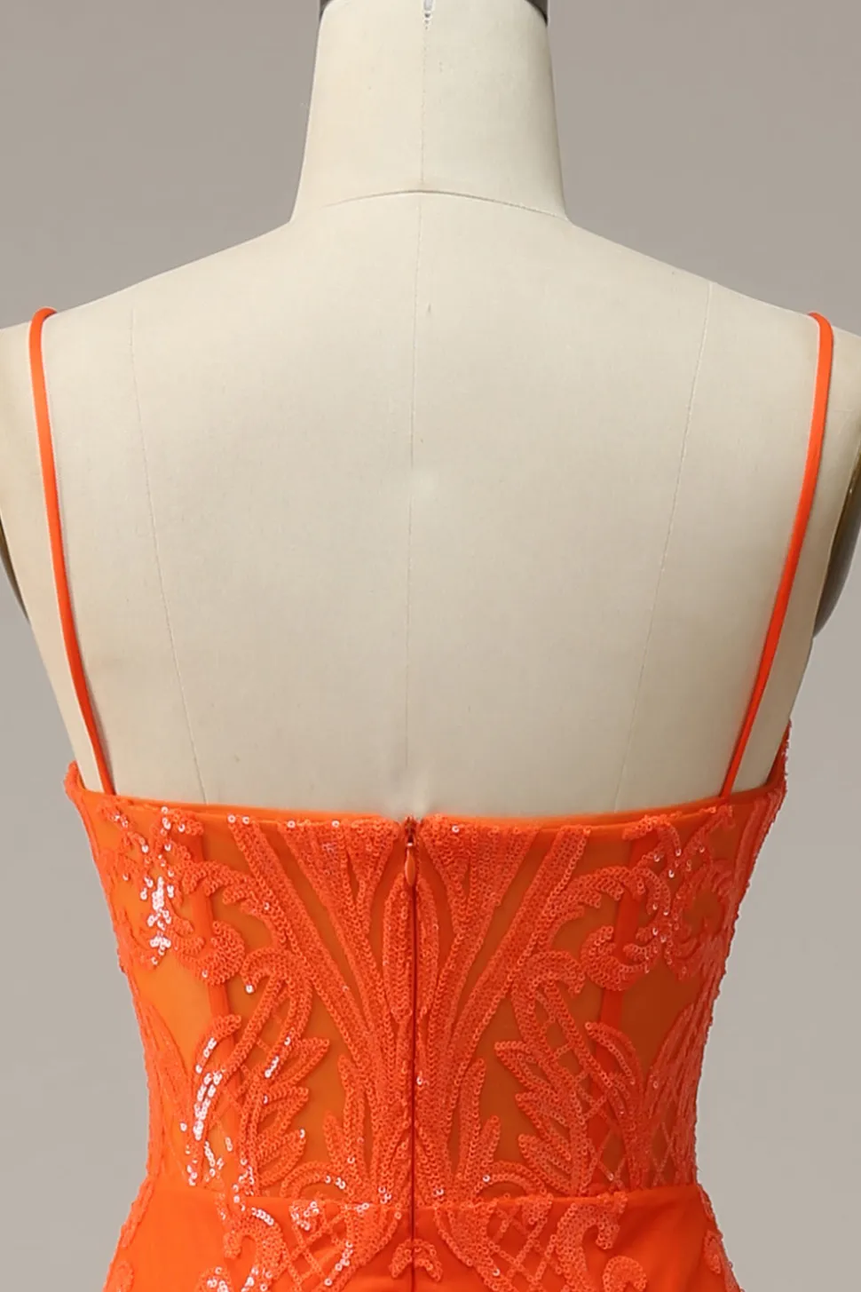 Cintas de Espaguete Sereia Vestido de Noite Laranja
