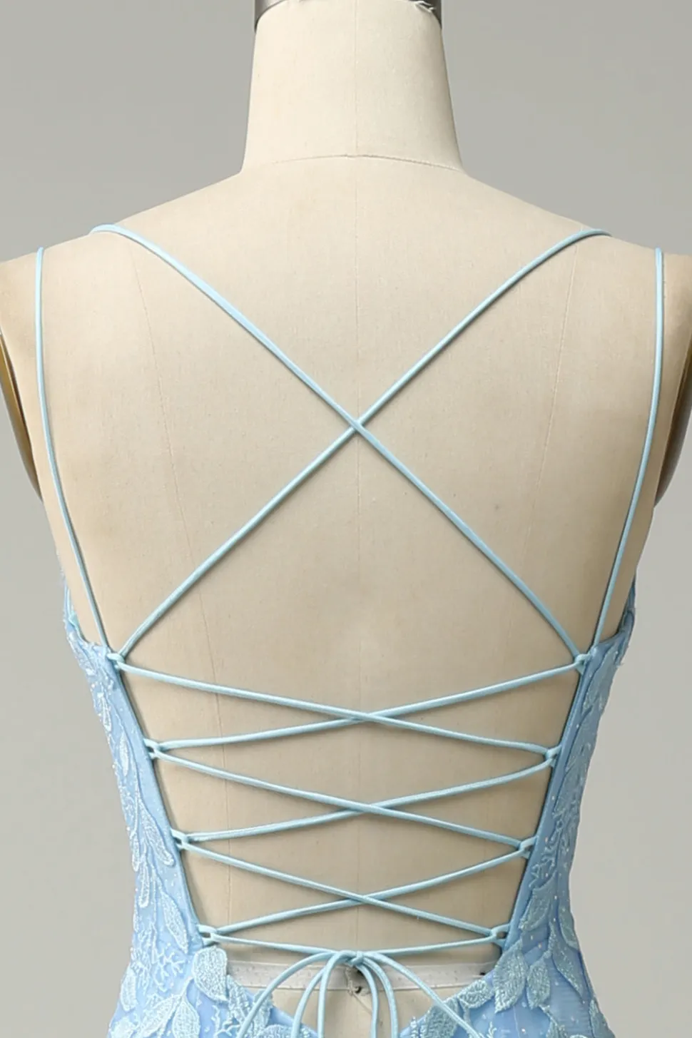 Cintas de Espaguete Sereia Azul Vestido Longo Baile Com Apliques
