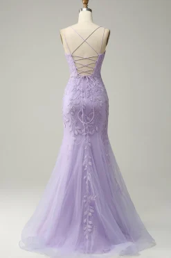 Cintas de Espaguete Sereia Azul Vestido Longo Baile Com Apliques
