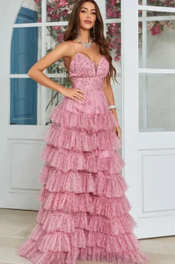 Cintas de Espaguete Tule Vestido de Festa Estampado
