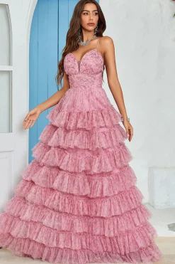 Cintas de Espaguete Tule Vestido de Festa Estampado