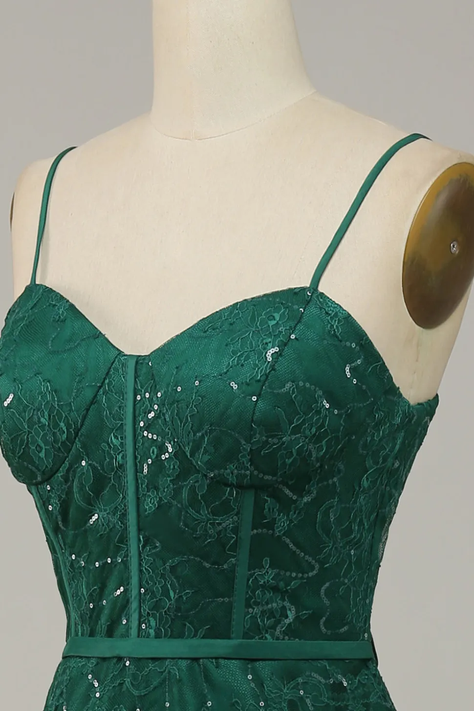 Cintas de Espaguete Verde Escuro Vestido de Festa