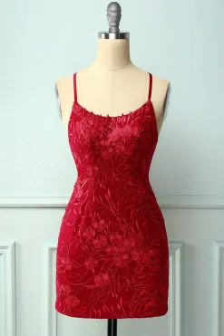 Cintas de espaguete vestido vermelho Bodycon