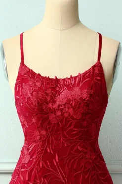 Cintas de espaguete vestido vermelho Bodycon