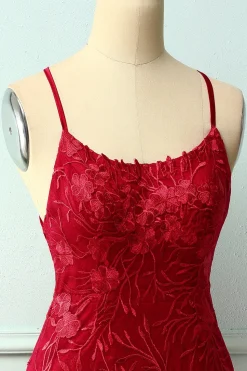 Cintas de espaguete vestido vermelho Bodycon