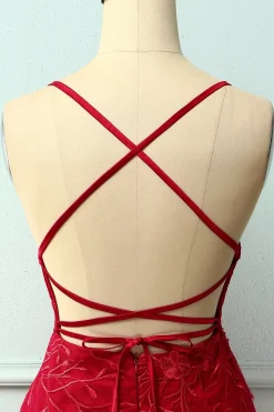Cintas de espaguete vestido vermelho Bodycon